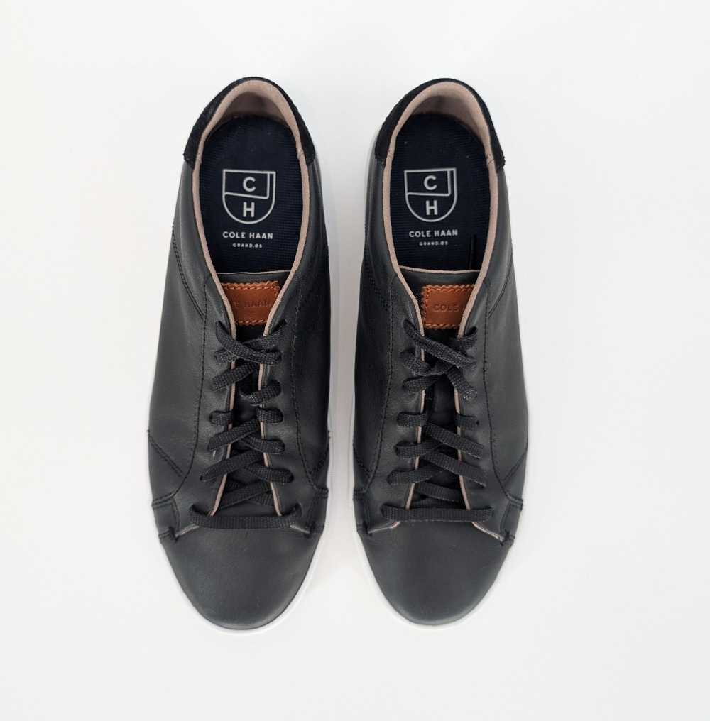Cole Haan Grand.ØS Low-Top Leather Sneakers | Size 8B | Black Leather Sneakers